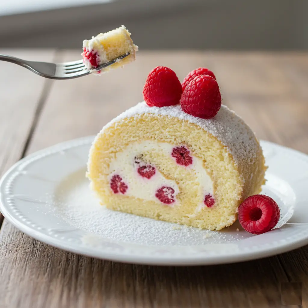 Raspberry Swiss Roll Cake
