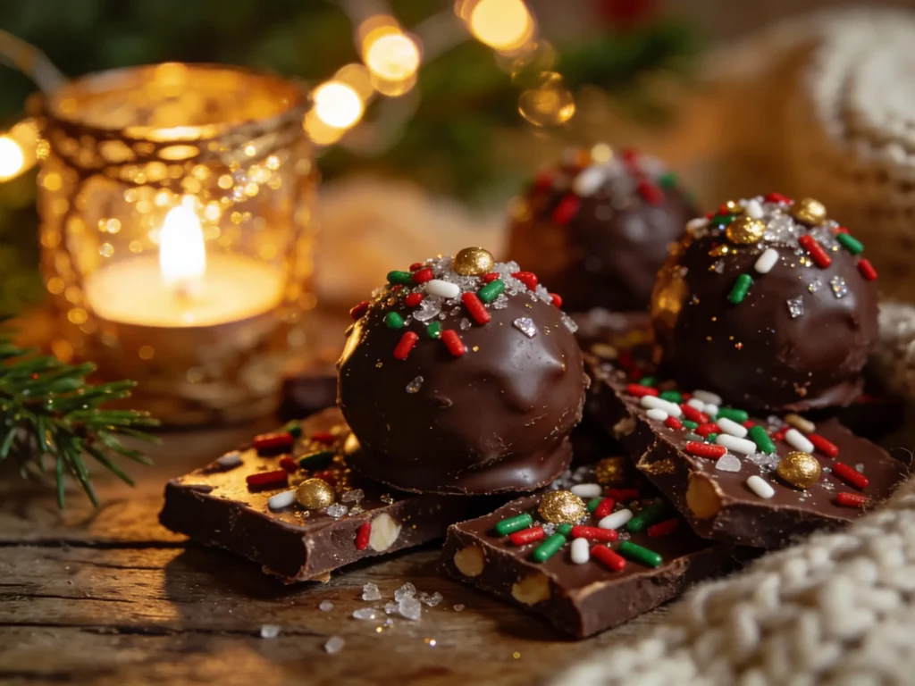 cozy holiday close‑up photo of Chocolate Christmas Candy