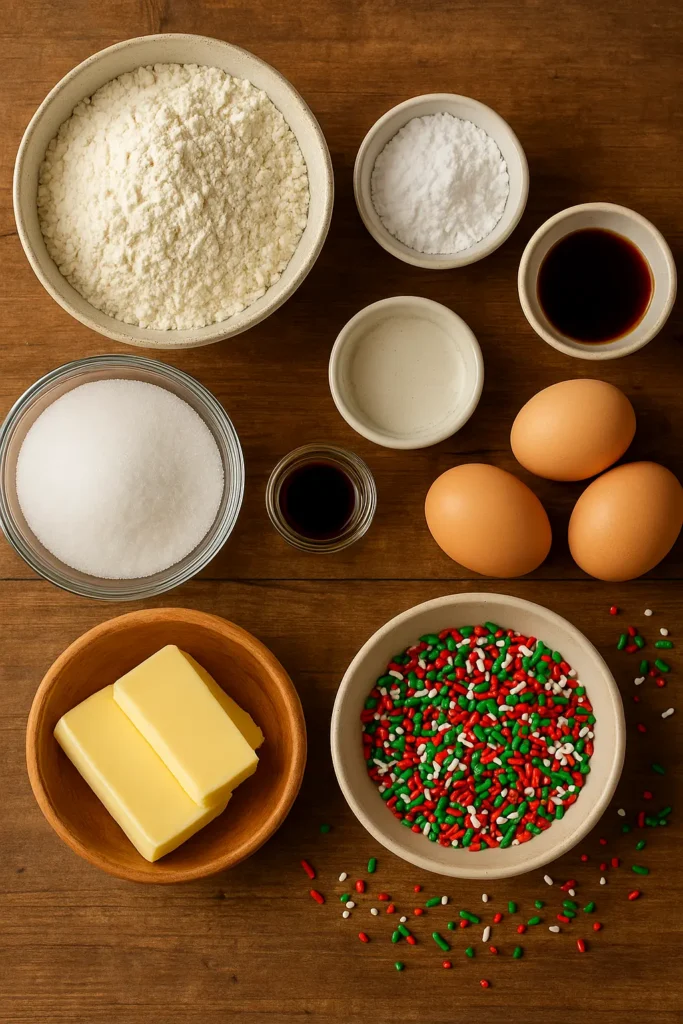 Christmas Sugar Cookie Bars ingredients