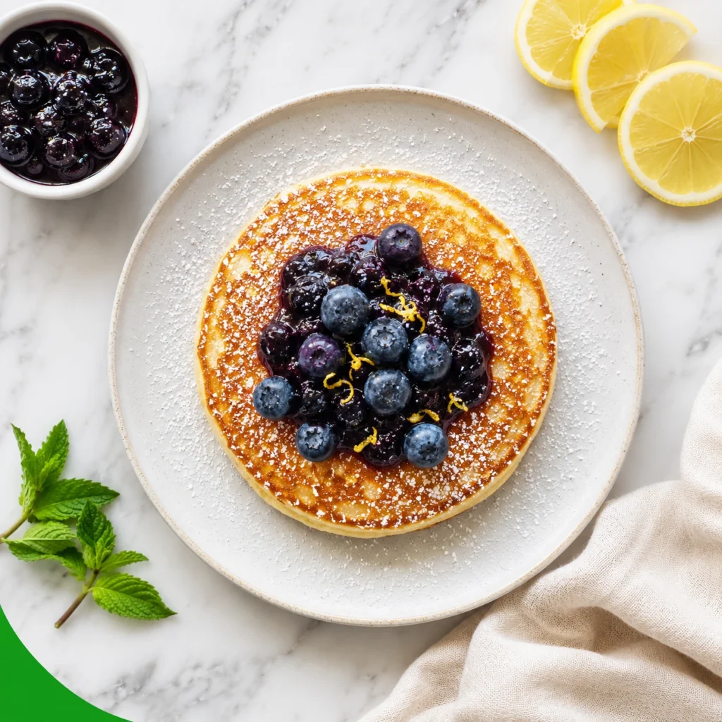 Fluffy Lemon Ricotta Pancakes with Blueberry Compote